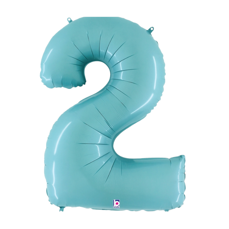 Globos con números de lámina azul pastel de 34" - Megaloons | Números 0-9