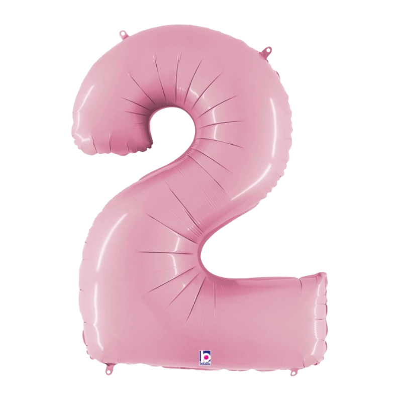 34" Betallic Pastel Pink Number Megaloons Foil Balloon | Numbers 0-9