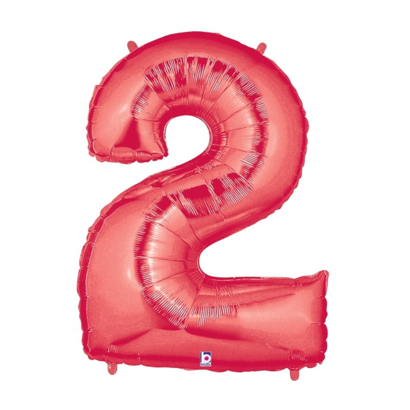 34" Betallic Red Number Megaloons Foil Balloon | Numbers 0-9