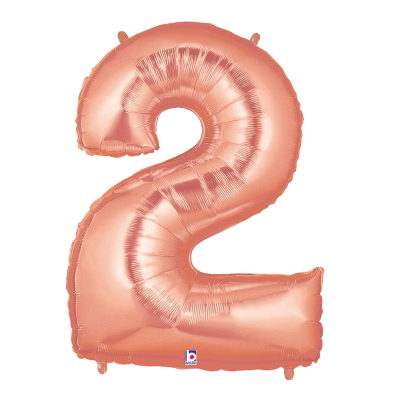 34" Betallic Rose Gold Number Megaloons Foil Balloon | Numbers 0-9
