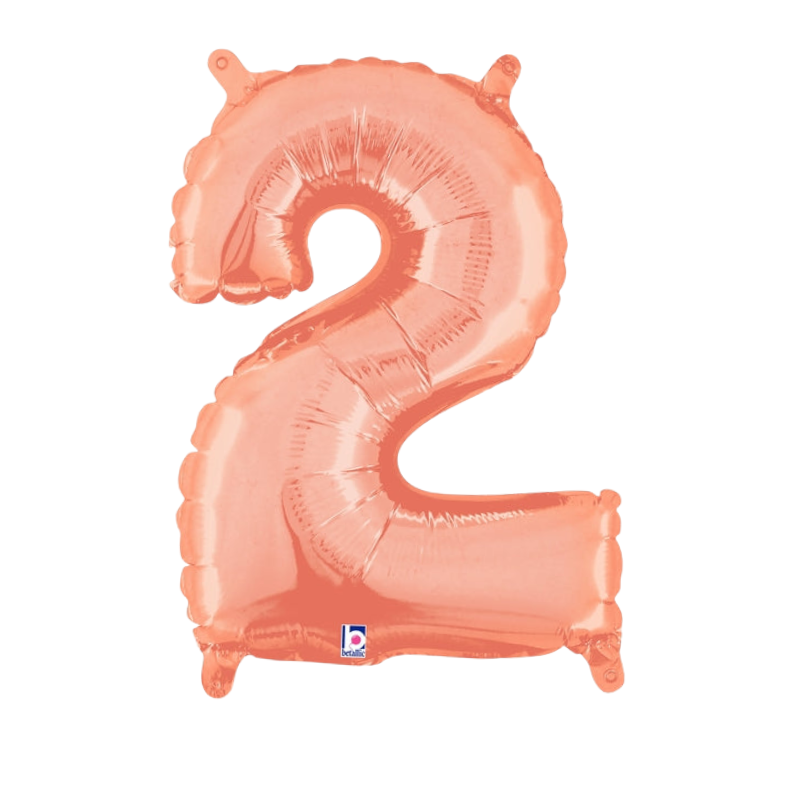 Globos con números de oro rosa de 14" | 34" - Megaloons | 2 tamaños disponibles - Números 0-9