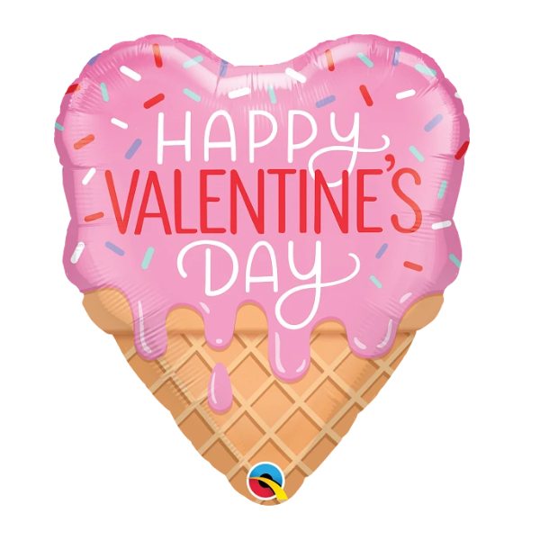 21" Valentine's Waffle Cone Foil Balloon (P3) | But 5 Or More Save 20%
