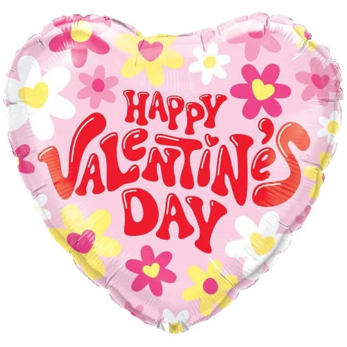 18" Qualatex Groovy Happy Valentine's Day Heart Foil Balloon | Clearance - While Supplies Last!