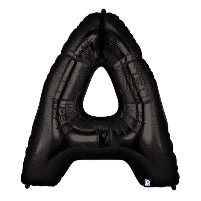 34" Betallic Black Letter Megaloons Foil Balloon | Letters A - Z