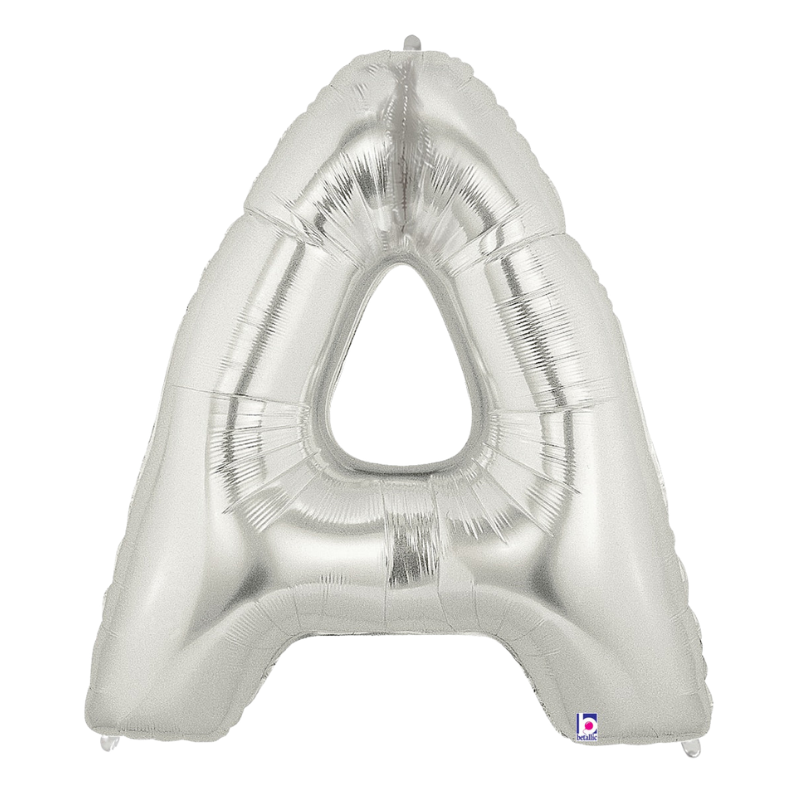 34" Betlallic Silver Letter Megaloons Foil Balloon | Letters A-Z