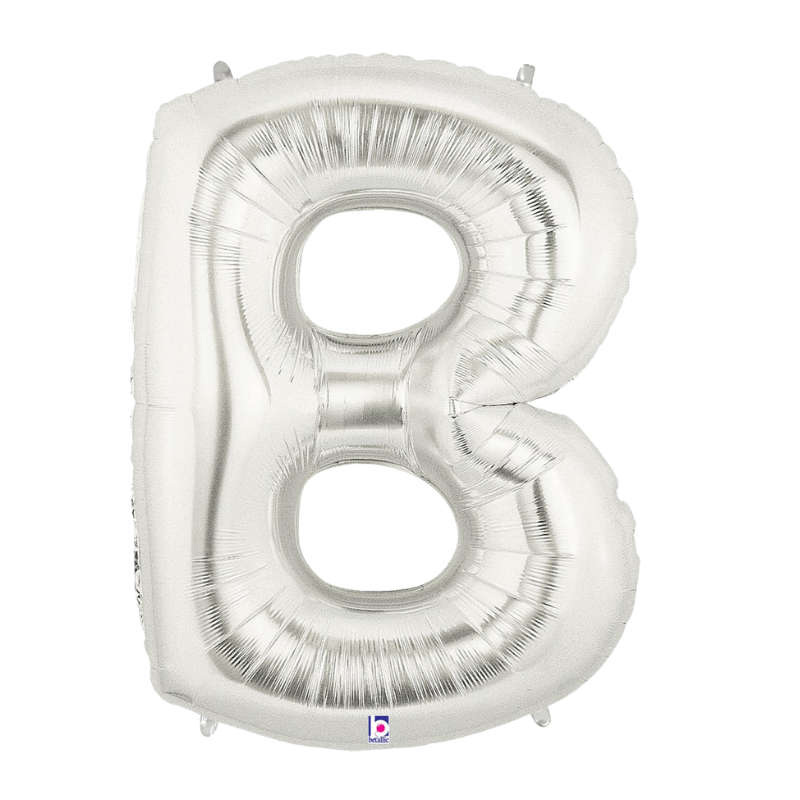 34" Betlallic Silver Letter Megaloons Foil Balloon | Letters A-Z