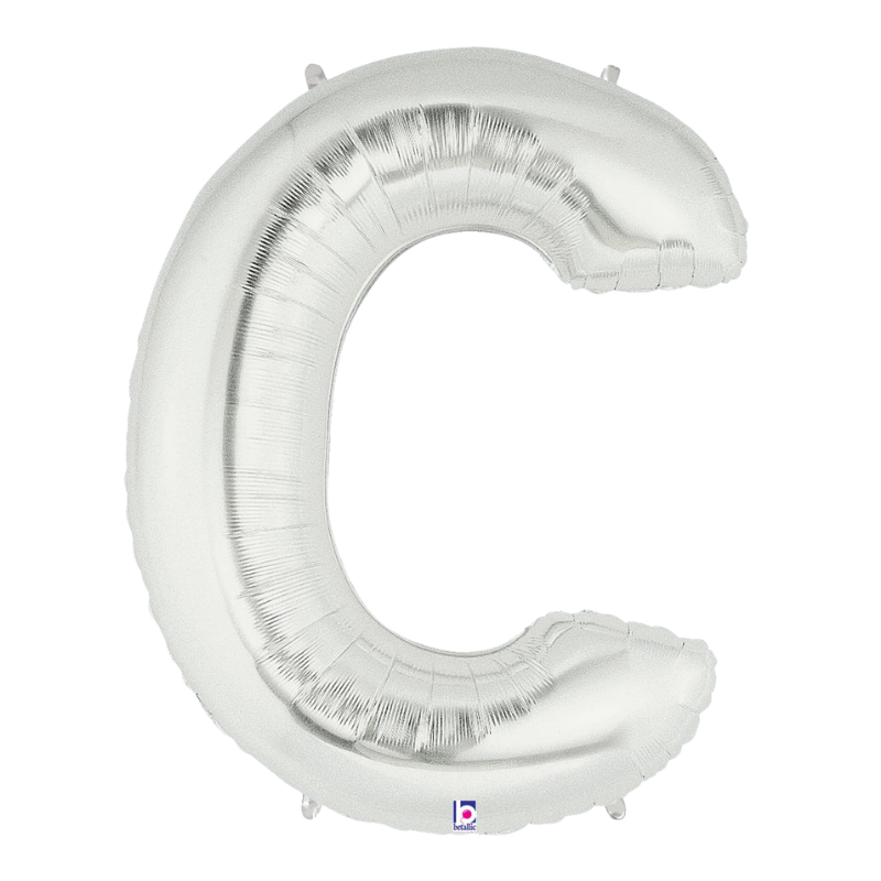 34" Betlallic Silver Letter Megaloons Foil Balloon | Letters A-Z