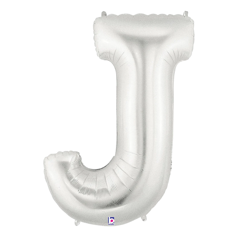 34" Betlallic Silver Letter Megaloons Foil Balloon | Letters A-Z
