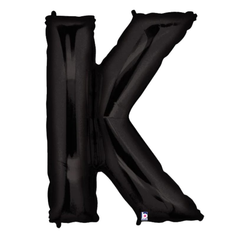 34" Betallic Black Letter Megaloons Foil Balloon | Letters A - Z