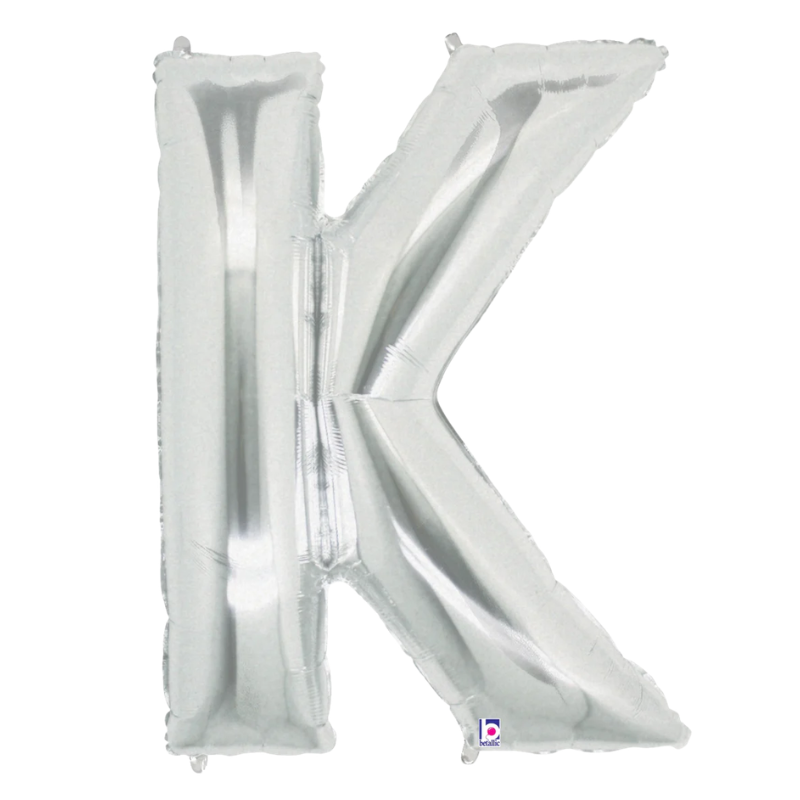 34" Betlallic Silver Letter Megaloons Foil Balloon | Letters A-Z