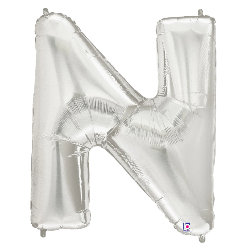 34" Betlallic Silver Letter Megaloons Foil Balloon | Letters A-Z