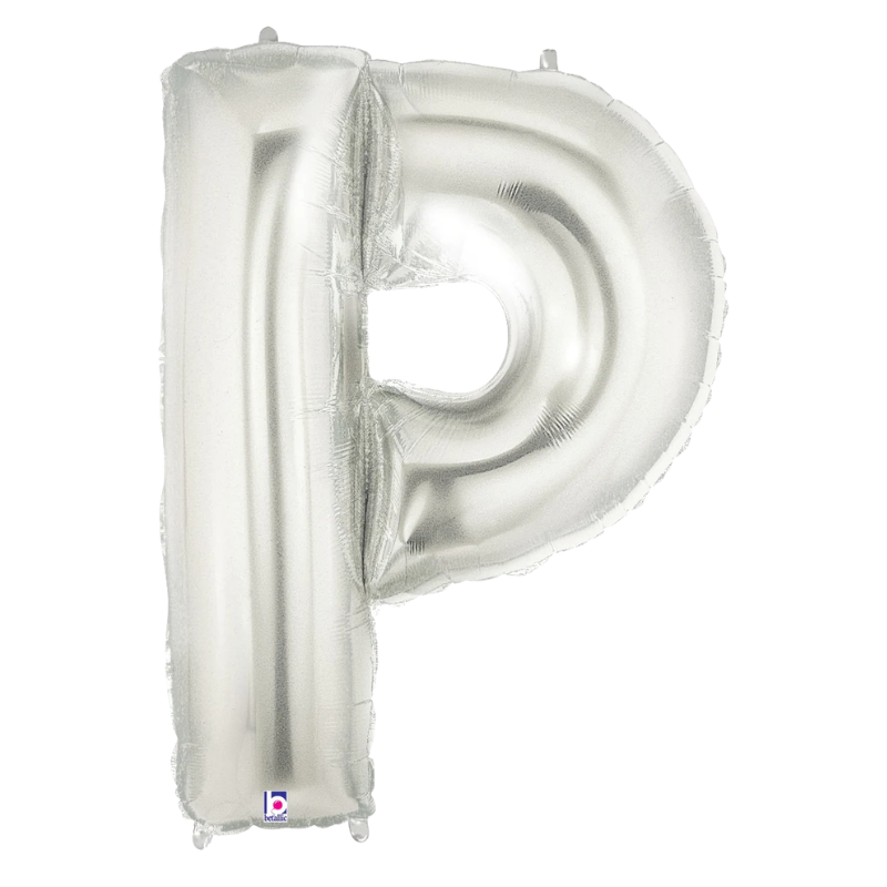 34" Betlallic Silver Letter Megaloons Foil Balloon | Letters A-Z