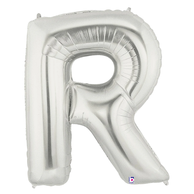 34" Betlallic Silver Letter Megaloons Foil Balloon | Letters A-Z