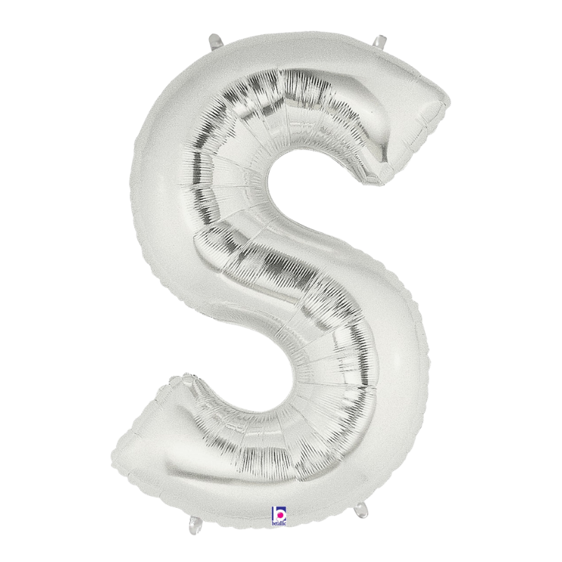 34" Betlallic Silver Letter Megaloons Foil Balloon | Letters A-Z