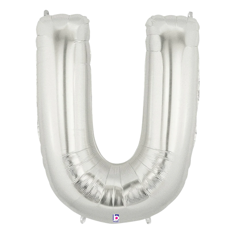34" Betlallic Silver Letter Megaloons Foil Balloon | Letters A-Z