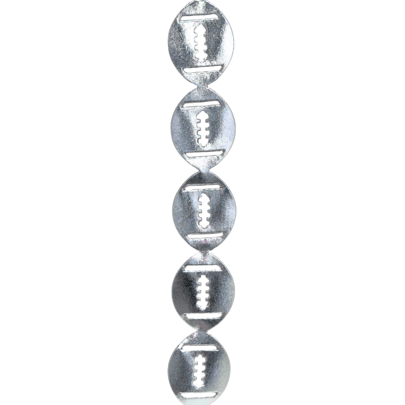 2" Silver Metallic Football Die Cut Ribbon Garland - 2" Wide x 36" Long | 1 Count
