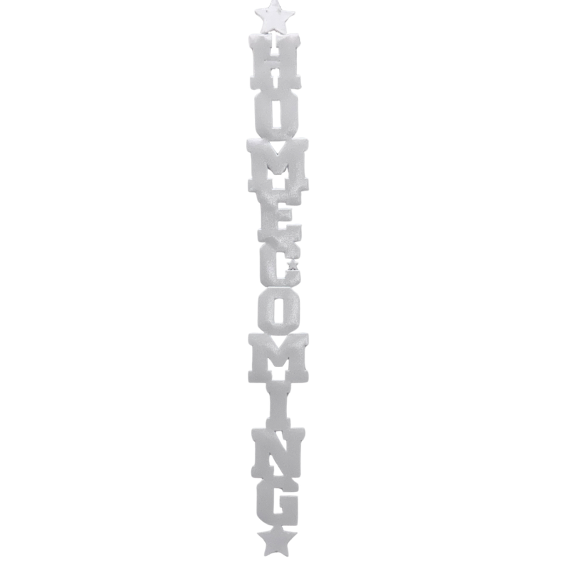2" White Metallic "Homecoming" Die Cut Ribbon Garland - 2" Wide x 36" Long | 1 Count