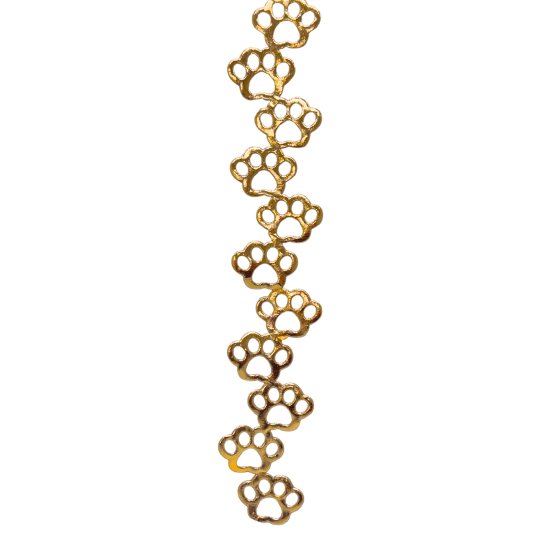2" Gold Metallic Paw Print Die Cut Ribbon Garland - 2" Wide x 36" Long | 1 Count