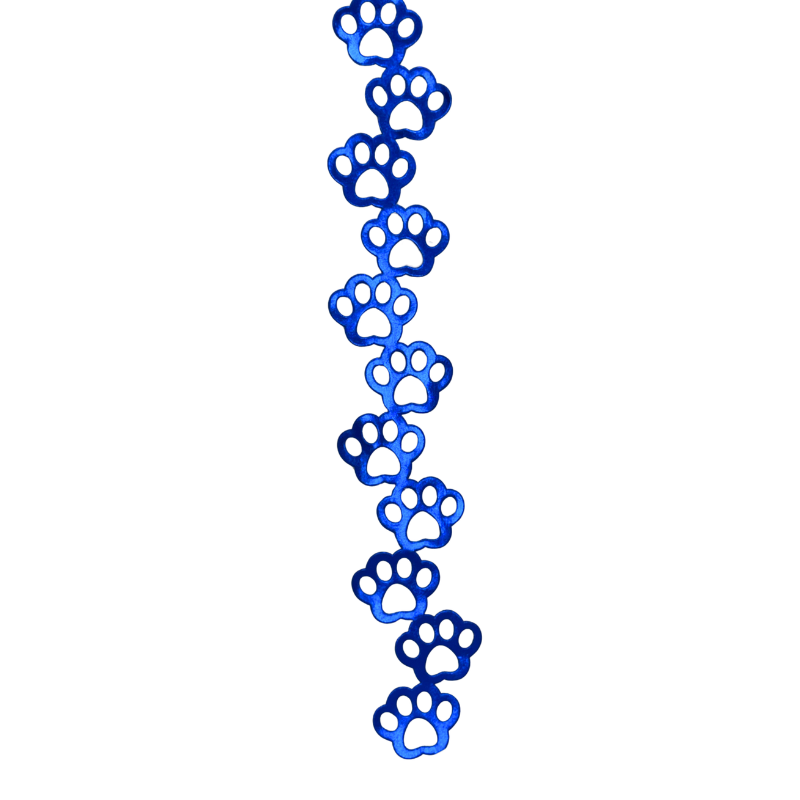 2" Royal Blue Metallic Paw Print Die Cut Ribbon Garland - 2" Wide x 36" Long | 1 Count