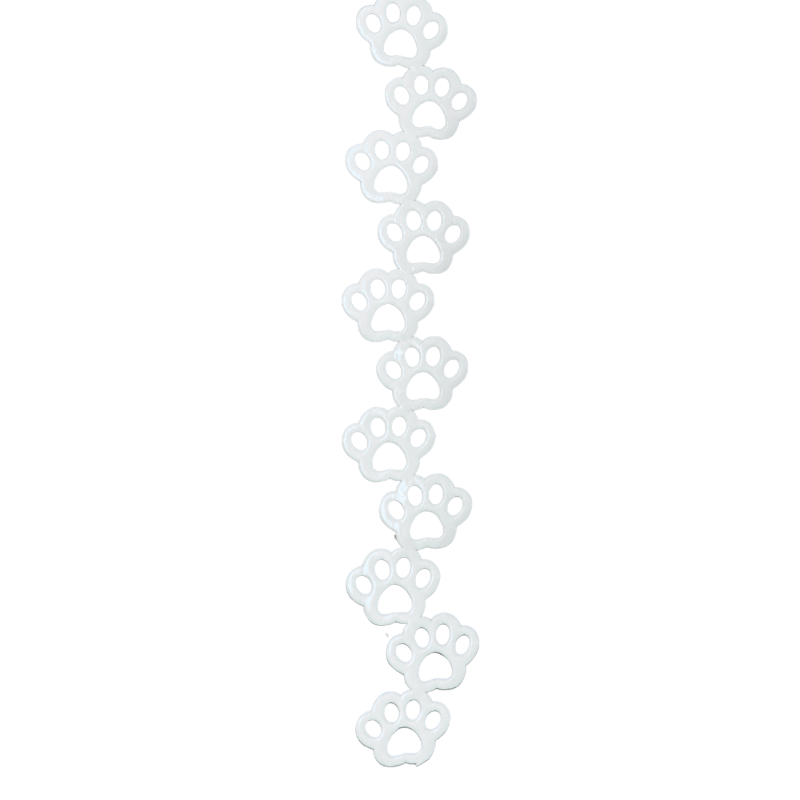 2" White Metallic Paw Print Die Cut Ribbon Garland - 2" Wide x 36" Long | 1 Count