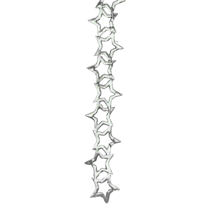 2" Silver Metallic Star Die Cut Ribbon Garland - 2" Wide x 36" Long | 1 Count