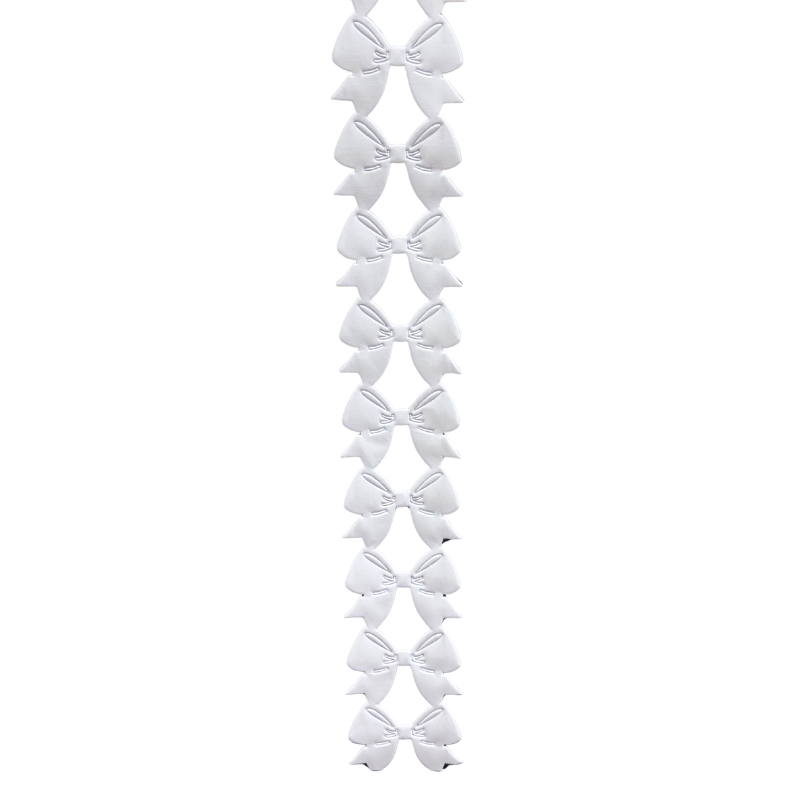 2" White Metallic Bow Die Cut Ribbon Garland - 2" Wide x 36" Long | 1 count