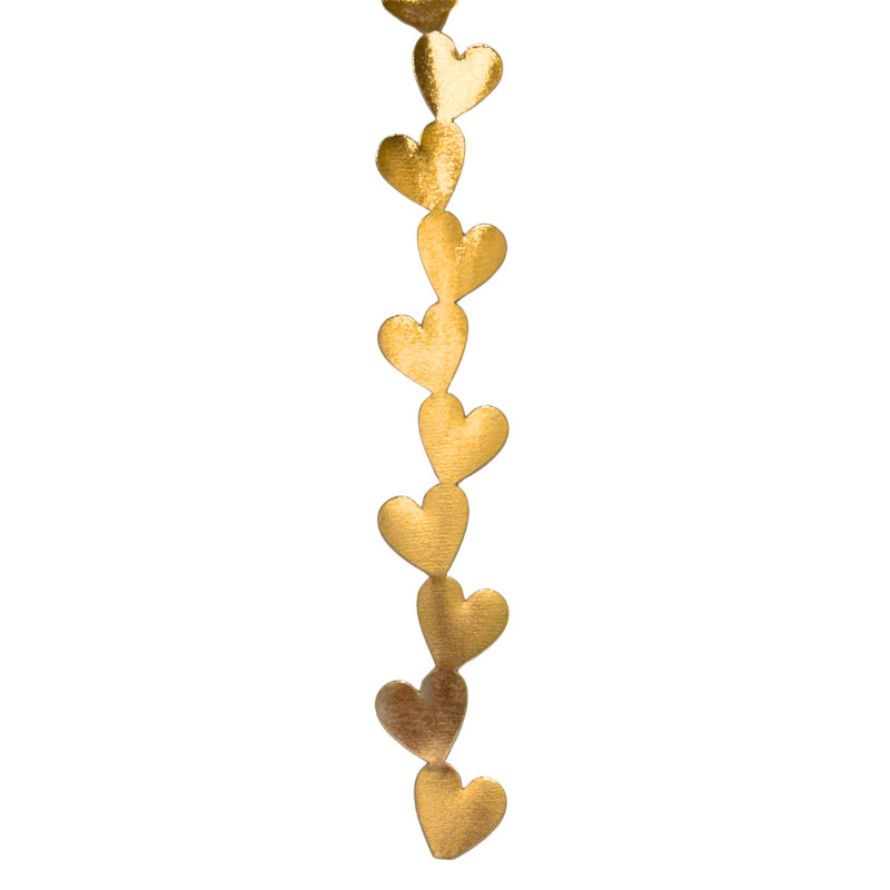 2" Gold Metallic Heart Die Cut Ribbon Garland - 2" Wide x 36" Long | 1 Count