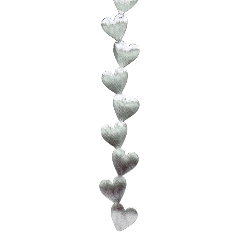 2" Silver Metallic Heart Die Cut Ribbon Garland - 2" Wide x 36" Long | 1 Count
