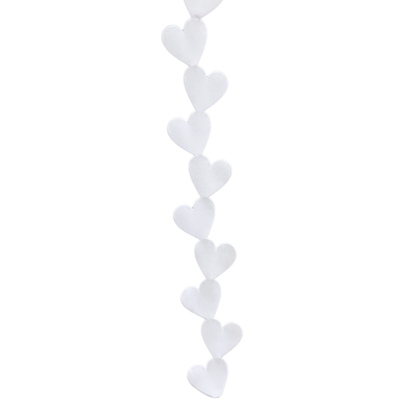 2" White Metallic Heart Die Cut Ribbon Garland - 2" Wide x 36" Long | 1 Count