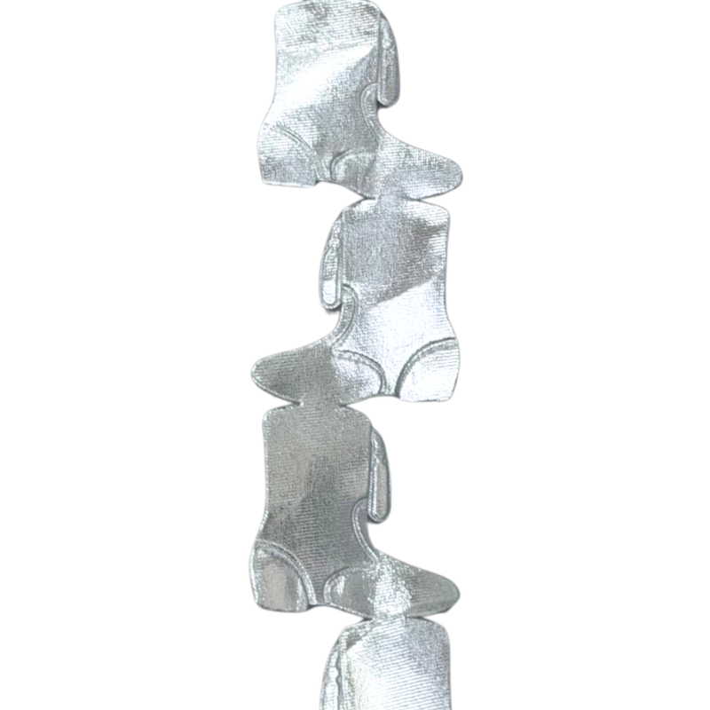 2" Silver Metallic Drill Team Boot Die Cut Ribbon Garland - 2" Wide x 36" Long | 1 Count