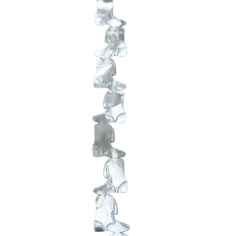 2" Silver Metallic Drill Team Boot Die Cut Ribbon Garland - 2" Wide x 36" Long | 1 Count