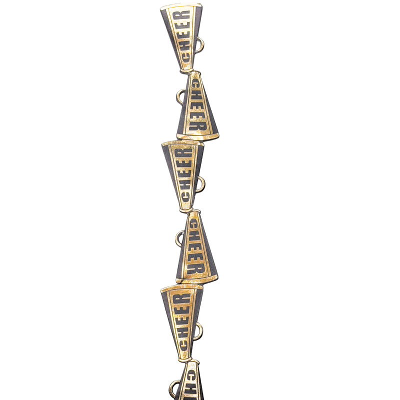 2" Gold Metallic Cheers Megaphone Die Cut Ribbon Garland - 2" Wide x 36" Long | 1 Count