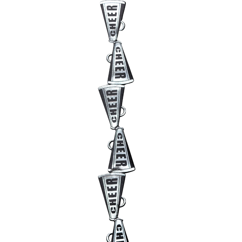 2" Silver Metallic Cheers Megaphone Die Cut Ribbon Garland - 2" Wide x 36" Long | 1 Count