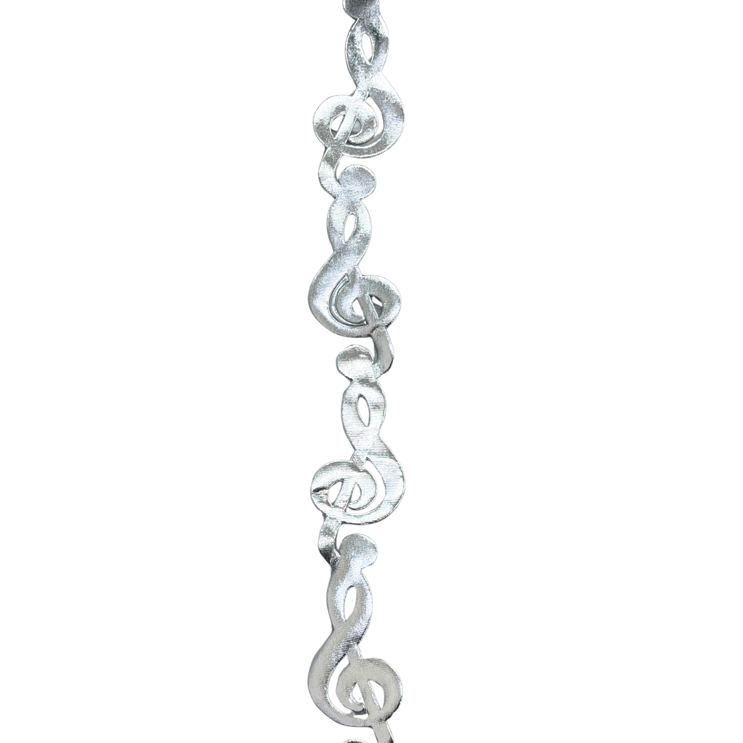 2" Silver Metallic Musical Notes Die Cut Ribbon Garland - 2" Wide x 36" Long | 1 Count