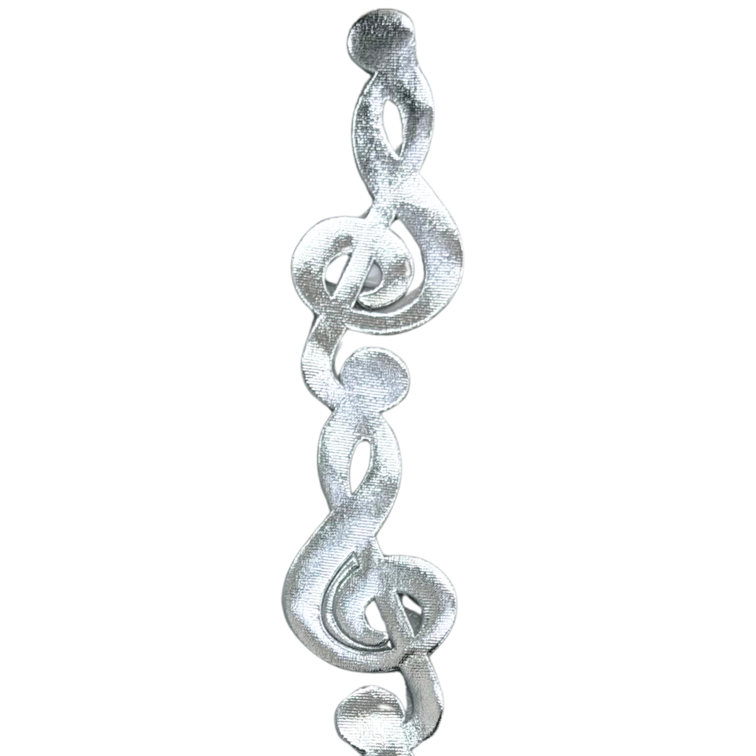 2" Silver Metallic Musical Notes Die Cut Ribbon Garland - 2" Wide x 36" Long | 1 Count
