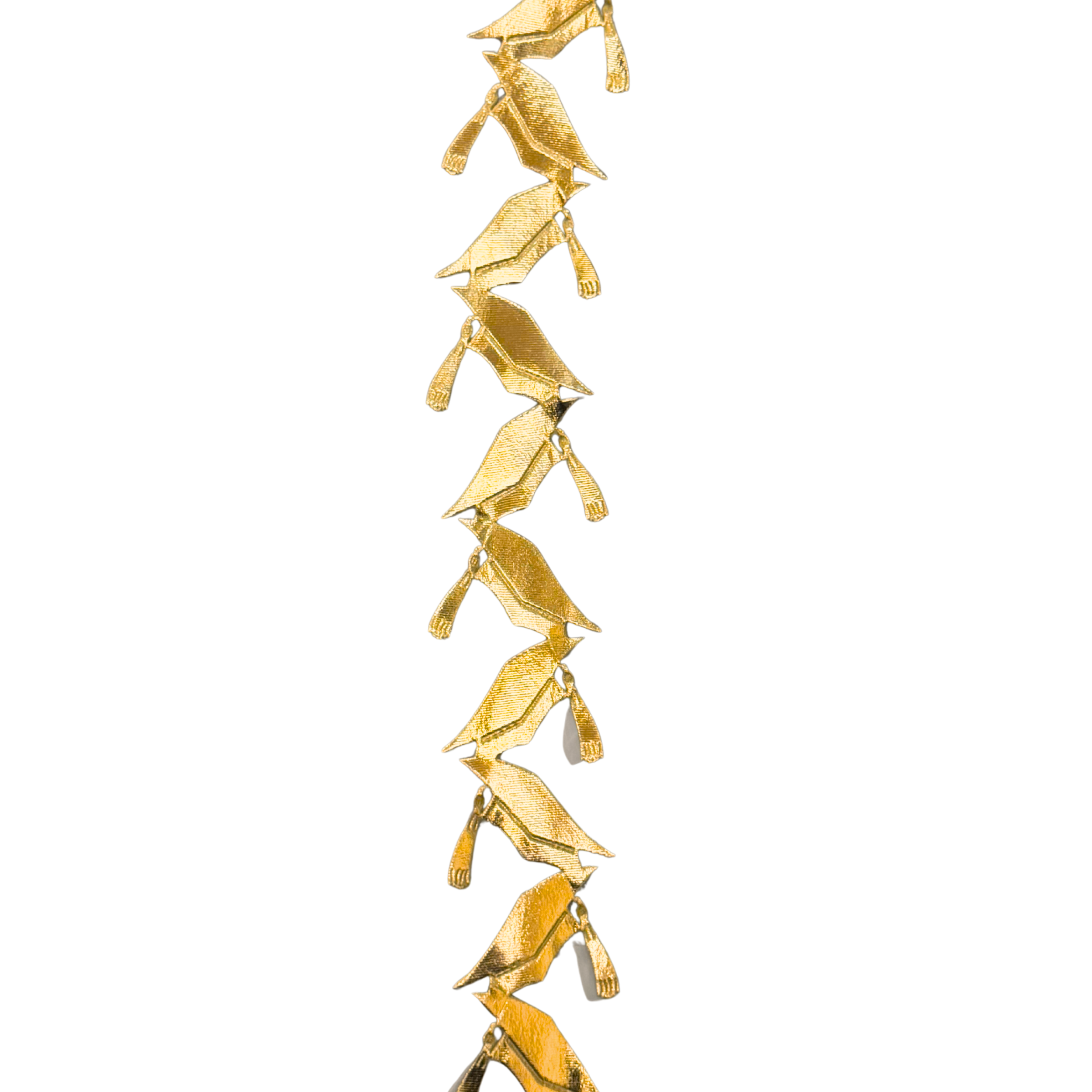 2" Gold Metallic Graduation Caps Die Cut Ribbon Garland - 2" Wide x 36" Long | 1 Count