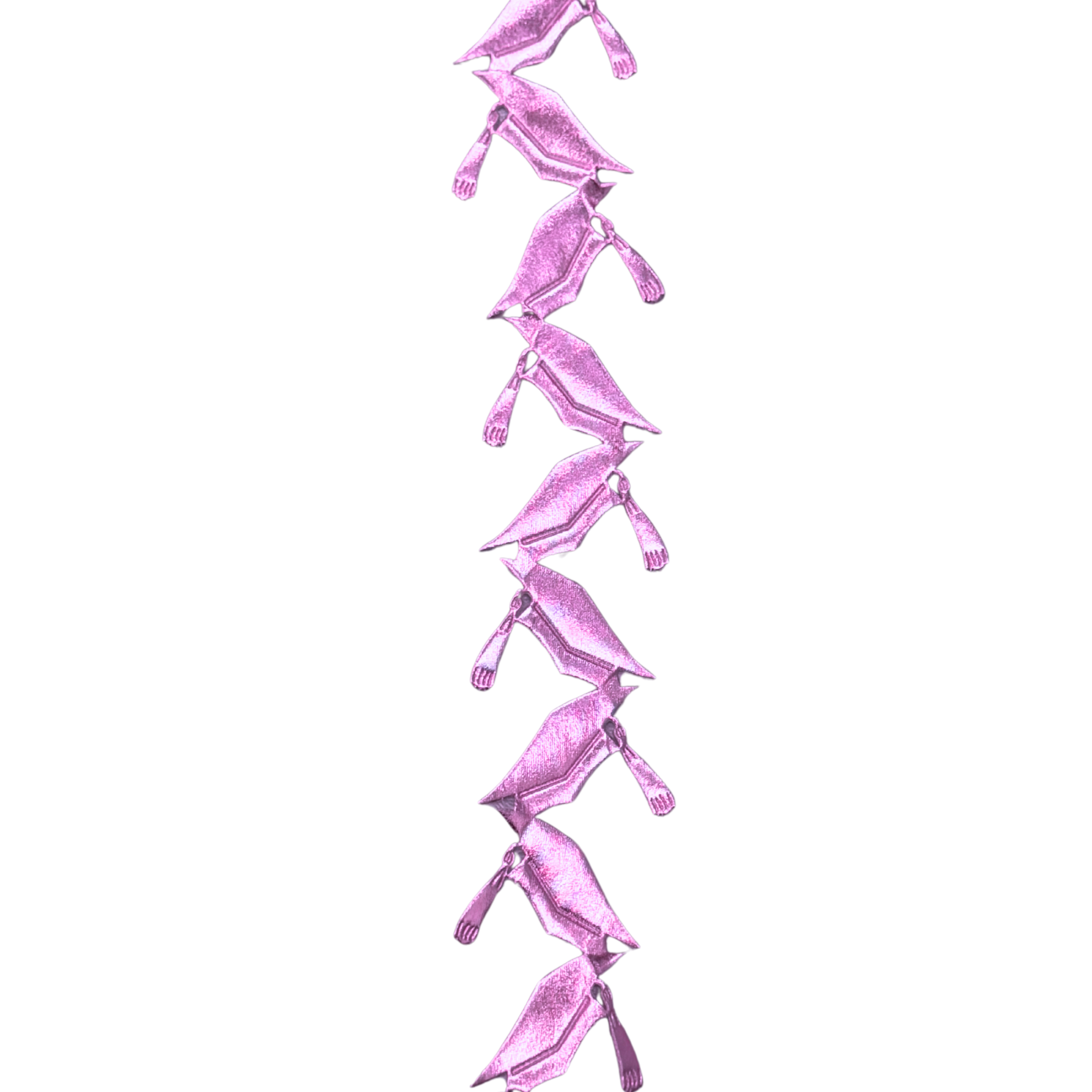 2" Pink Metallic Graduation Caps Die Cut Ribbon Garland - 2" Wide x 36" Long | 1 Count
