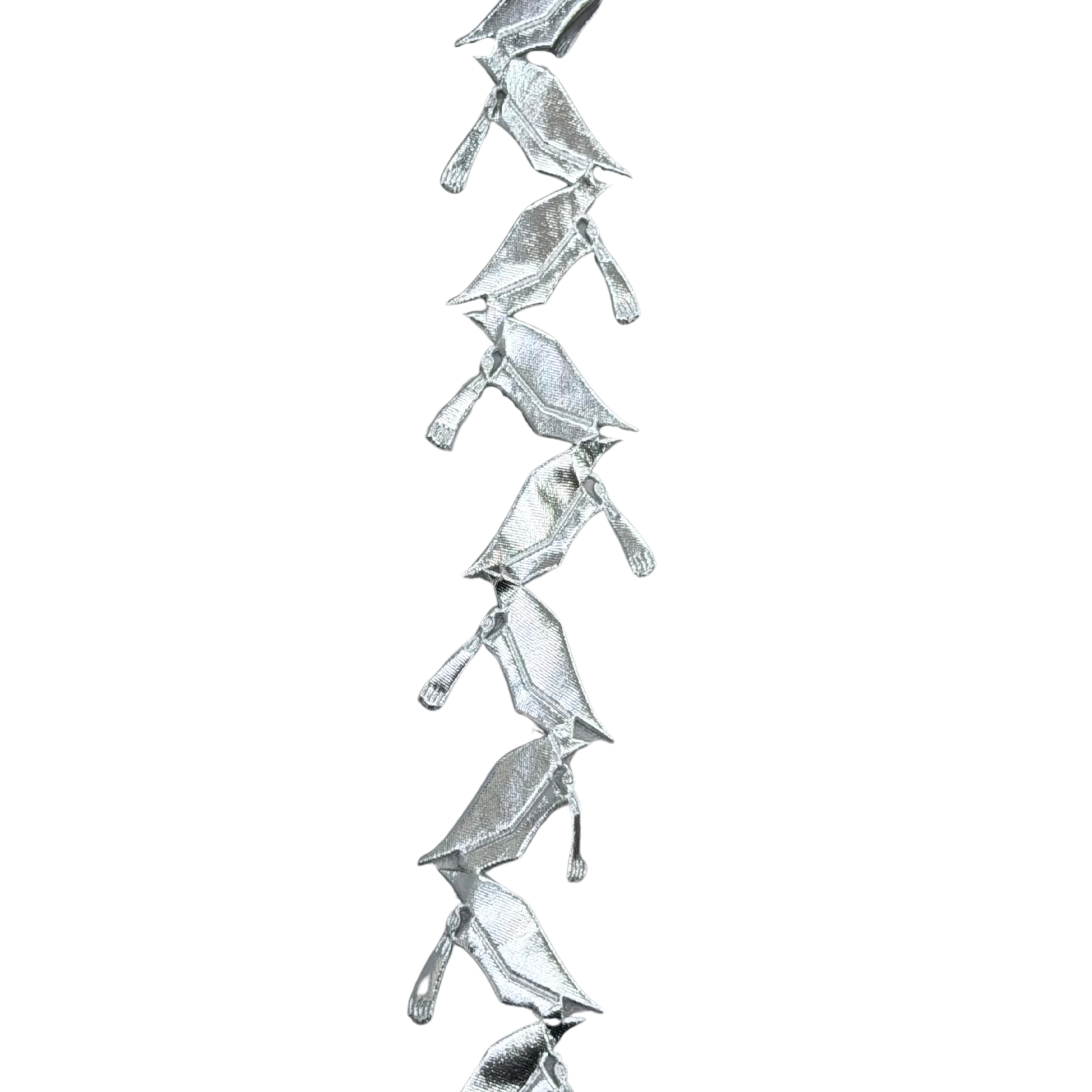 2" Silver Metallic Graduation Caps Die Cut Ribbon Garland - 2" Wide x 36" Long | 1 Count