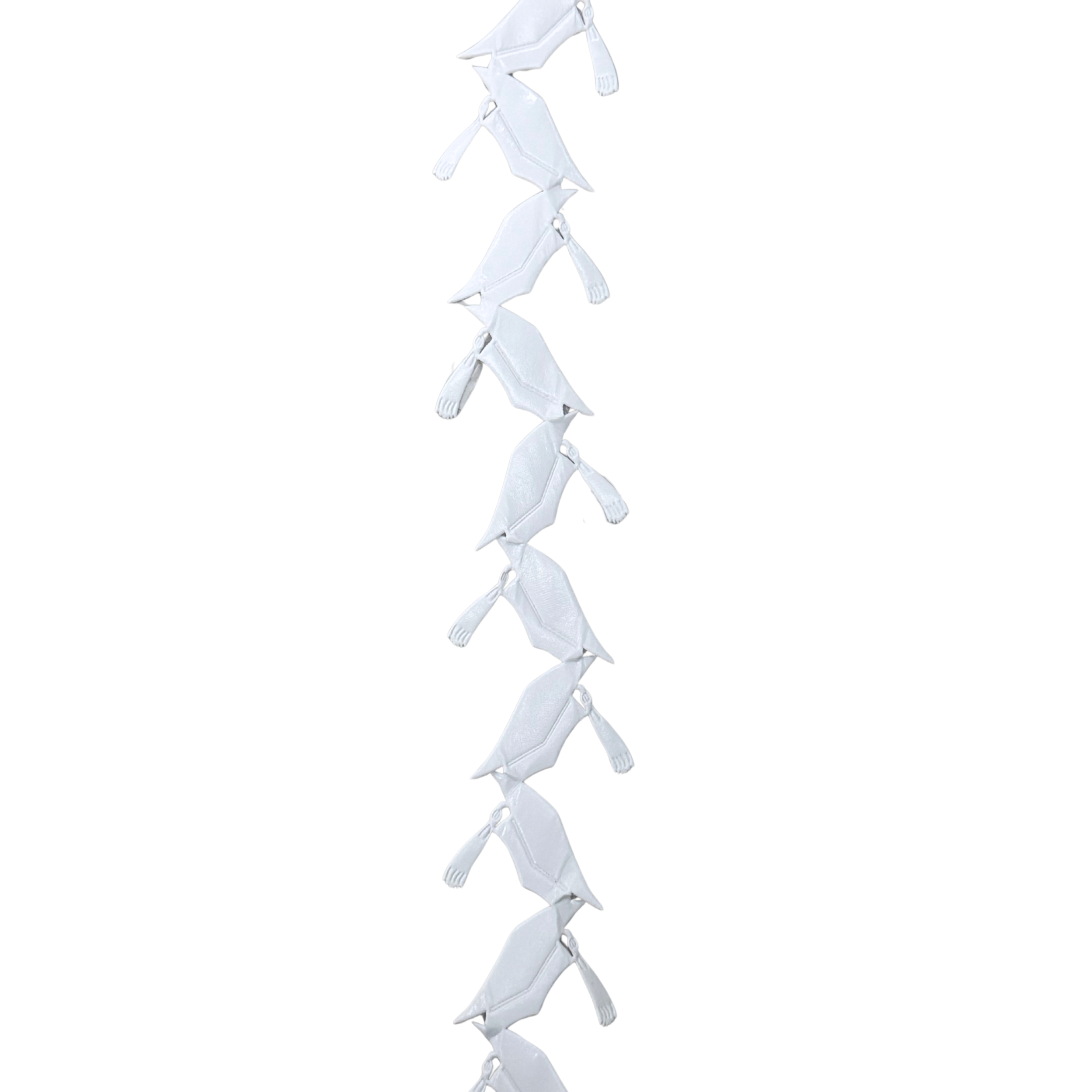 2" White Metallic Graduation Caps Die Cut Ribbon Garland - 2" Wide x 36" Long | 1 Count