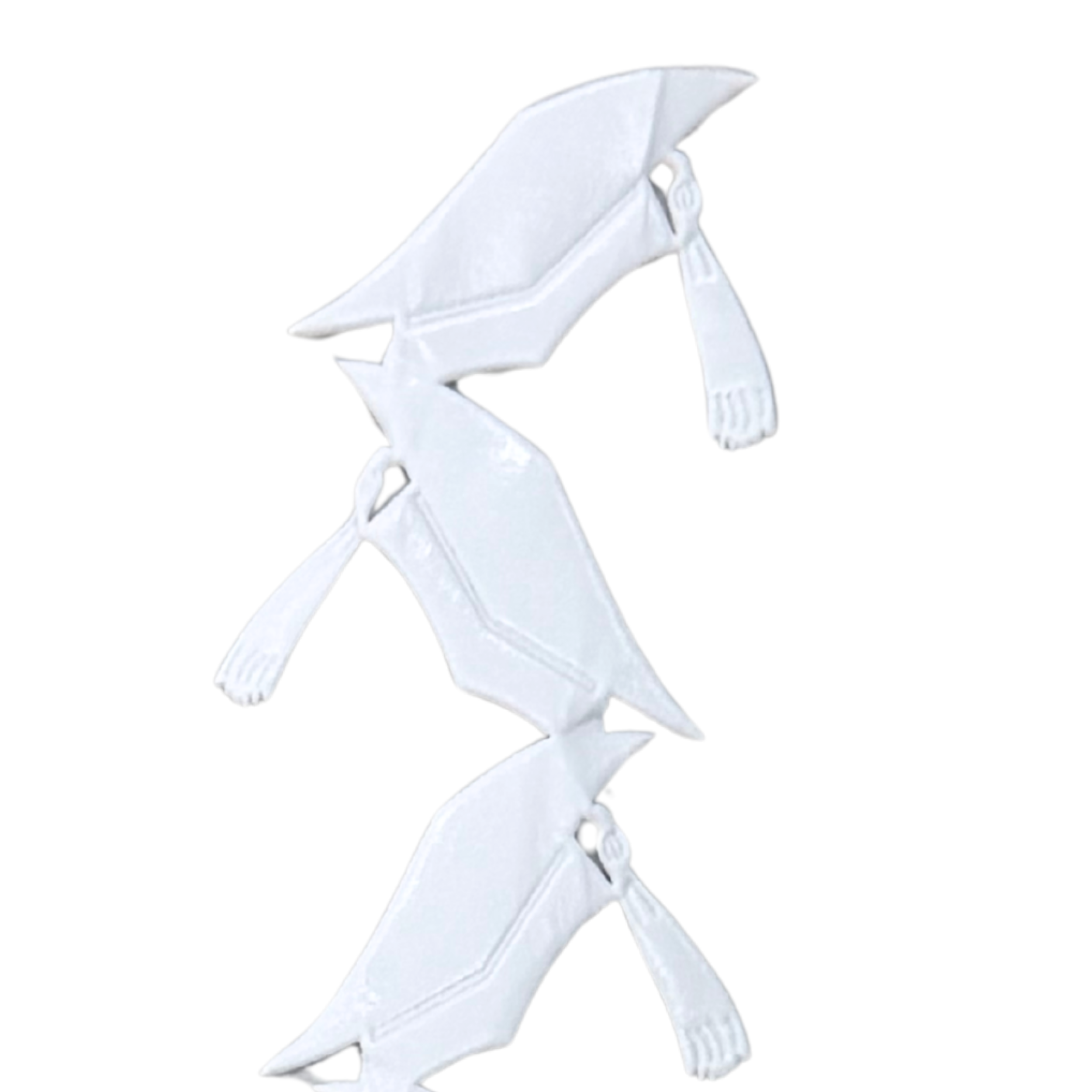 2" White Metallic Graduation Caps Die Cut Ribbon Garland - 2" Wide x 36" Long | 1 Count