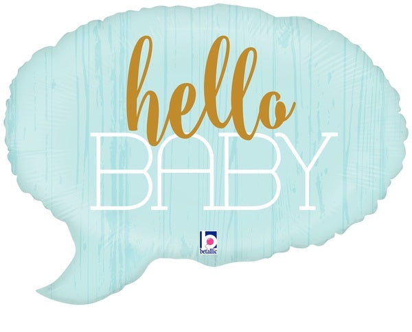 24" Blue Hello Baby Foil Balloon