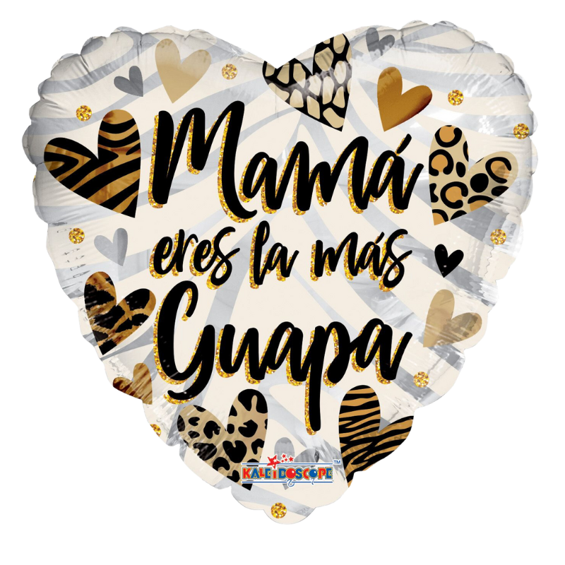 18" Mama Eres Las Mas Guapa Animal Print Foil Balloon (P11) | Buy 5 Or More Save 20%
