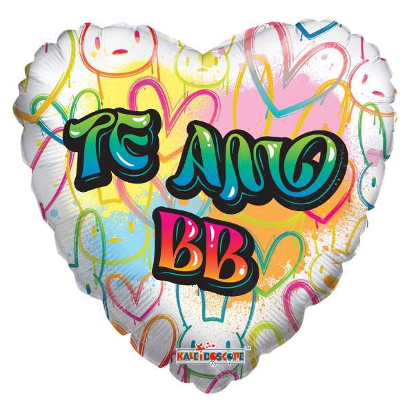 18" Te Amo BB Urban Style Heart Foil Balloon (P17) | Buy 5 Or More Save 20%