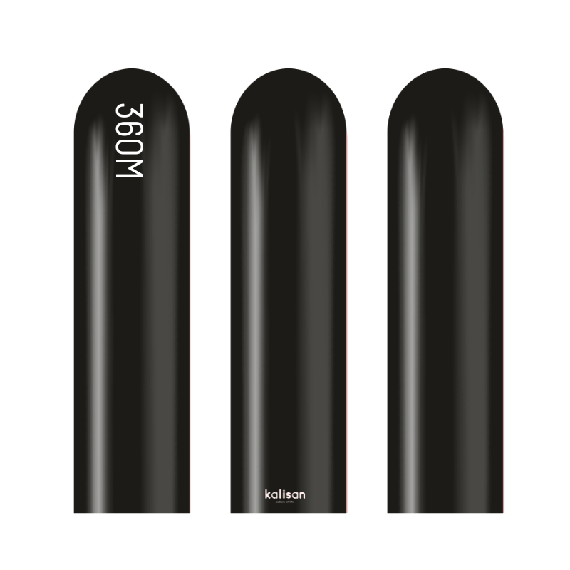 360M Kalisan Standard Black Nozzle Up Modeling Latex Balloons | 50 Count
