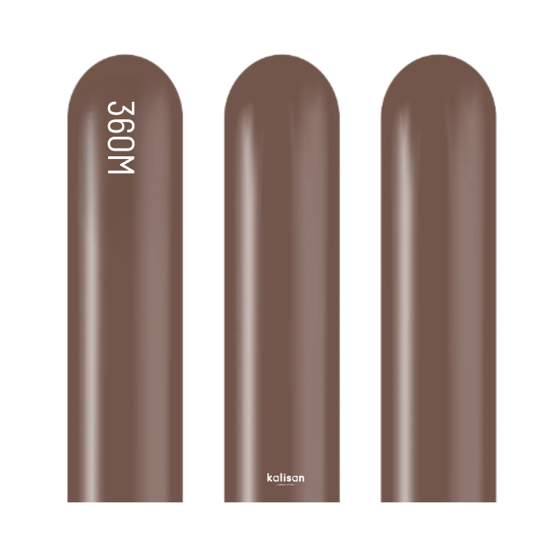 360M Kalisan Standard Chocolate Brown Nozzle Up Modeling Latex Balloons | 50 Count