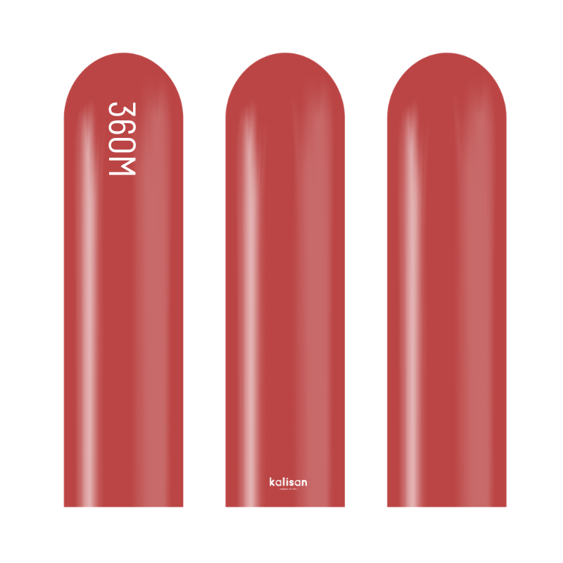 360M Kalisan Standard Deep Red Nozzle Up Modeling Latex Balloons | 50 Count