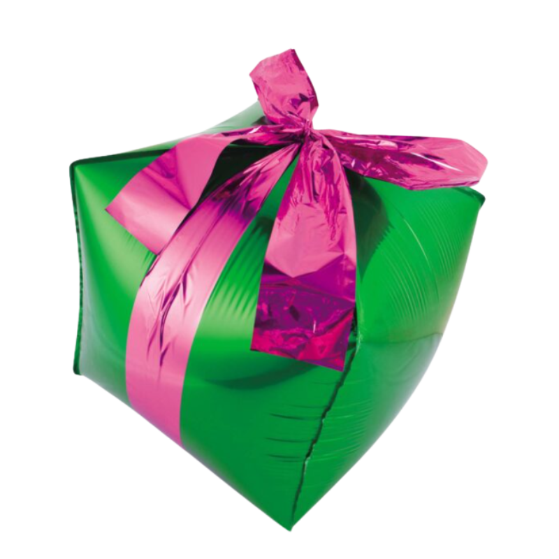 14.5" Balloon Exchange Green & Purple Present Foil Balloon | 5 Count