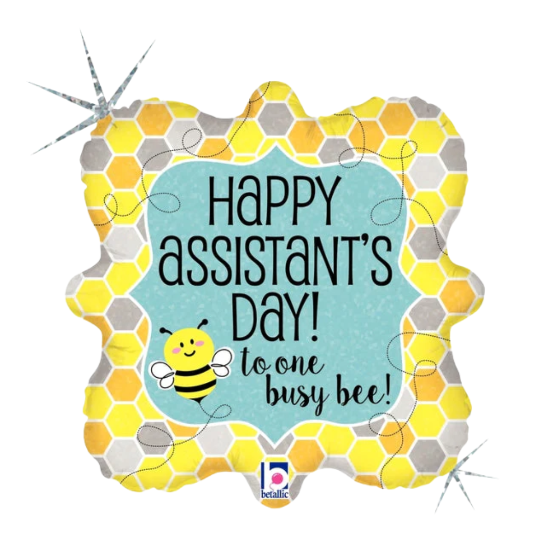 18" Betallic Busy Bee Assistant's Day Holographic Foil Balloon | Clearance - While Supplies Last!