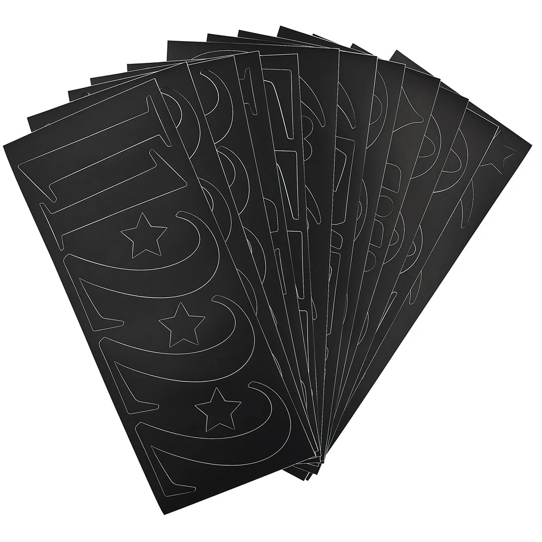 Pouf Black ELEGANT Numbers Removable Adhesive Vinyl Stickers | 12 Sheets