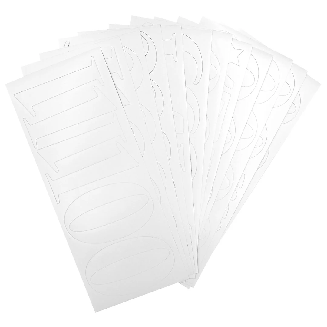 Pouf White ELEGANT Numbers Removable Adhesive Vinyl Stickers | 12 Sheets